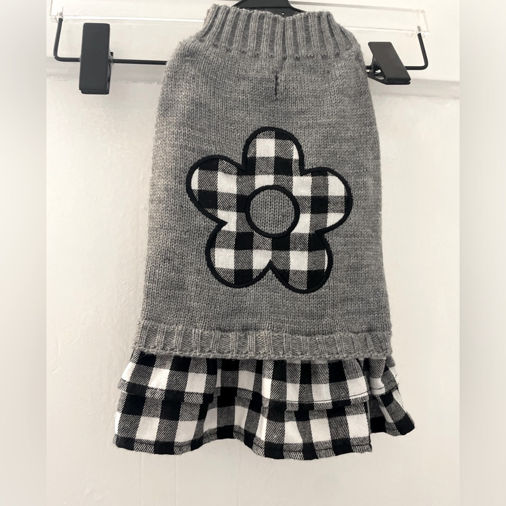 Pet Posse Gray Dress with Black Checkered Floral